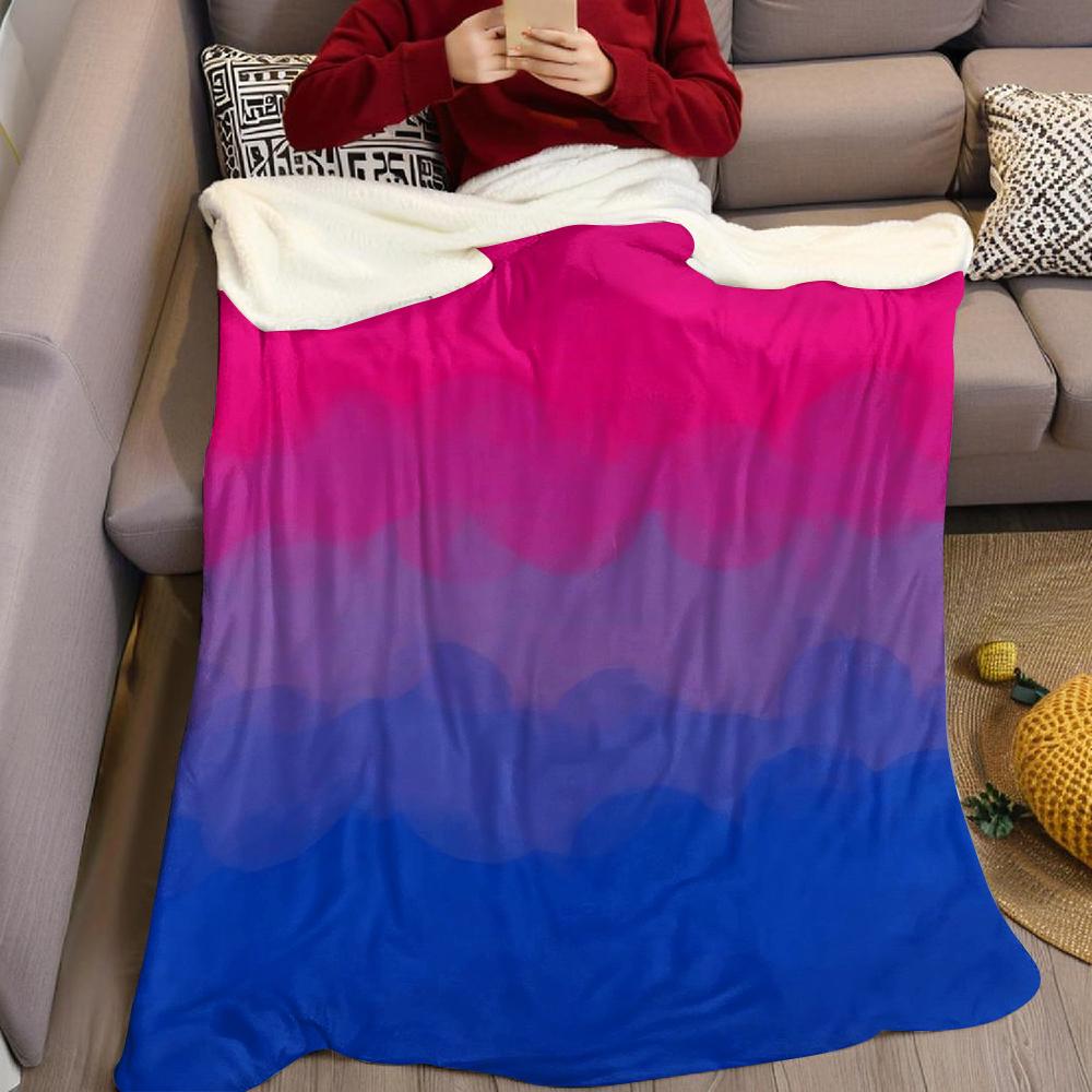 Pink Blue Cloud Layer Flannel Blanket Warm Soft Halloween Christmas Couch Warm Cozy Decorative Decor Gift for All Season