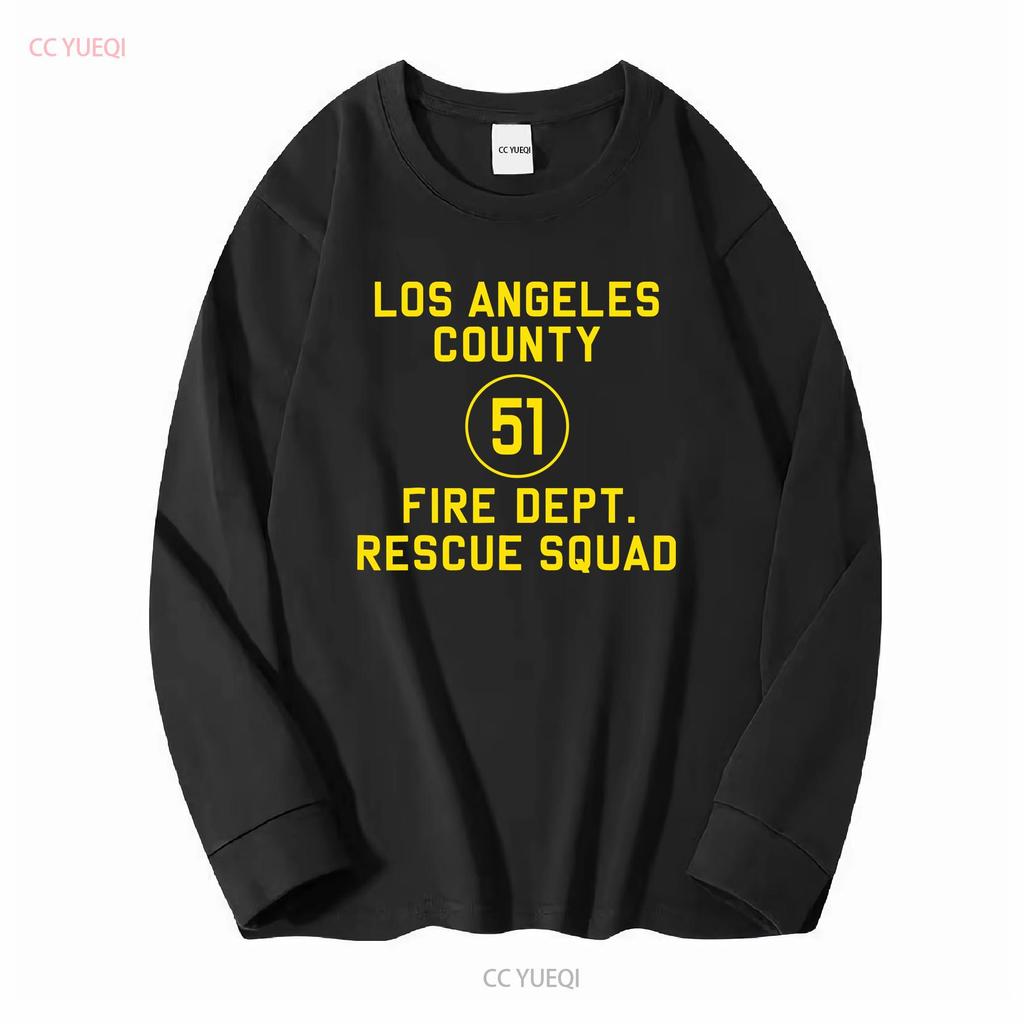 LA County 51 Fire Dept Resque Squad Logo Truck Side T Shirt vintage Washed Comfortable Stretched Casual Soft Unisex Slightly