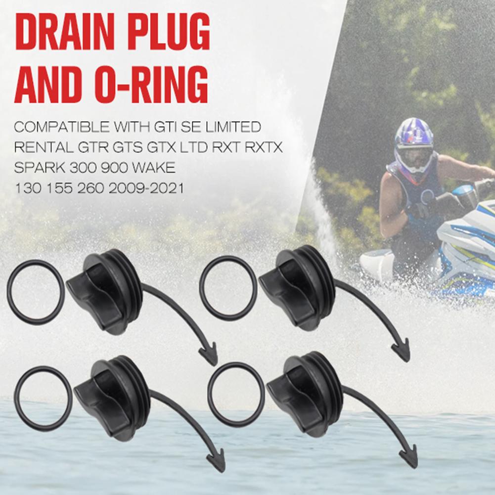 4Pcs Black Drain Plug & O-Ring Replaces 292001352 292001320 292002025 Water Clog Replacement Parts for GTI GTR GTX RXPX RXT RXTX