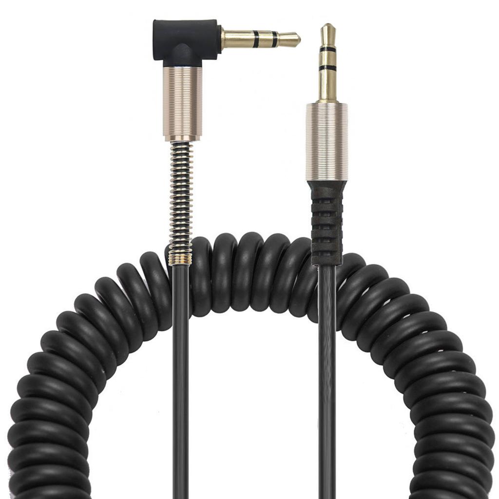 3.5mm Elbow Spring Expansion Audio Adapter 3.5mm To 3.5mm Male Plug Jack Audio Cable Flexible Spring Cable Aux Line