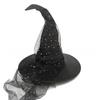 Halloween Pleated Witch Hat Wizard Wizardry Cosplay Prop Black Party Masquerade Headwear