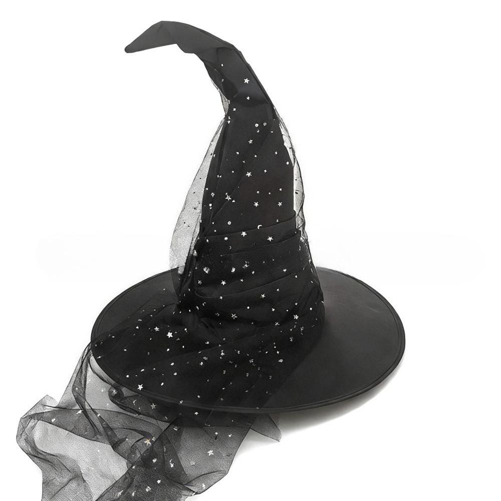 Halloween Pleated Witch Hat Wizard Wizardry Cosplay Prop Black Party Masquerade Headwear