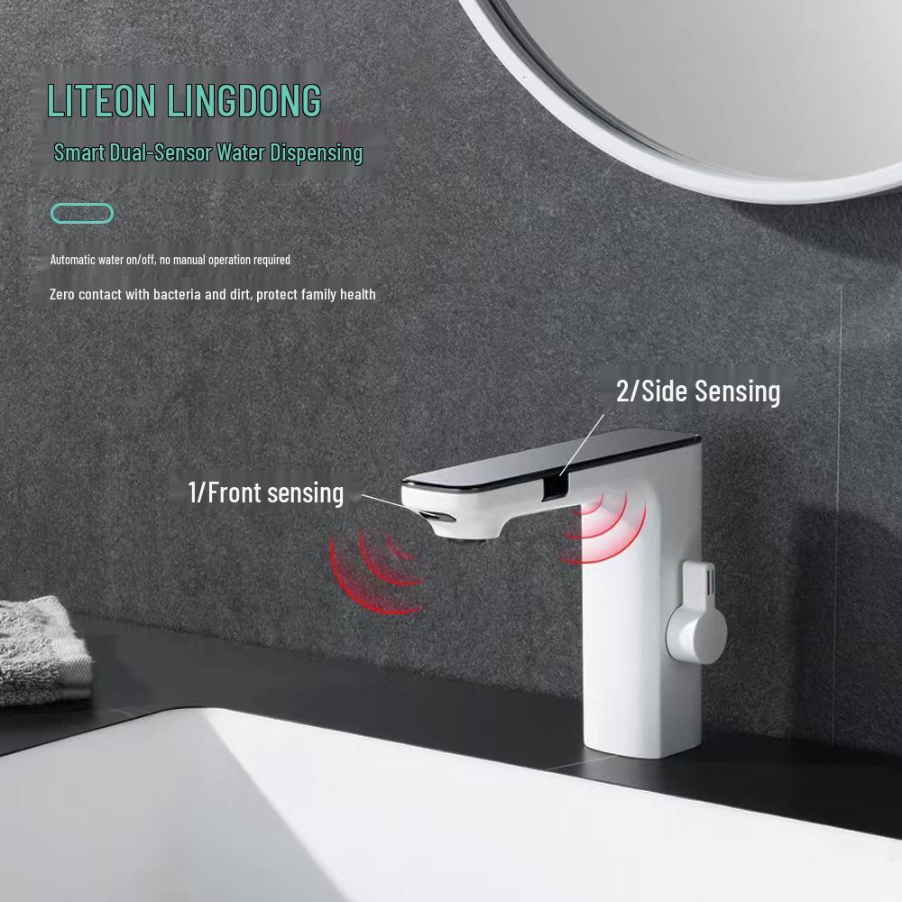 Infrared Sensor Basin Faucet with Temperature Display for Hot and Cold Water