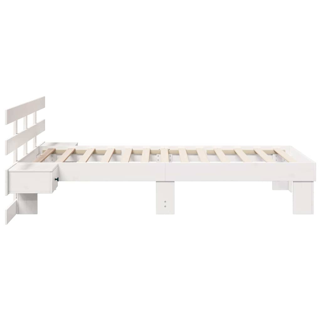 White Bed Frame with Headboard 90 X 190 Cm Solid Pine Wood
