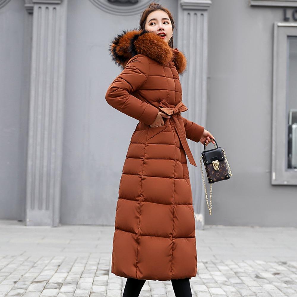 Winter women's cotton clothes extended large fur collar women's cotton clothes thickened long women's down cotton-padded clothes women's