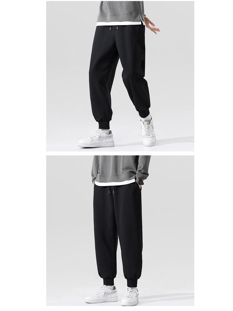 Men's Fleece Pants - Gray, Korean Style, Large Size, Casual Sweatpants for Autumn & Winter