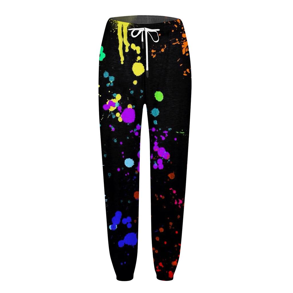 Women's Casual FashionColor-matching Tie- Printed Casual Drawstring Elasticated Waist Drawstring Pants