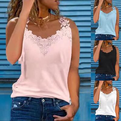 Women's Tank Top Summer V Neck Strapless Casual Lace Tank Top T-Shirt Tops Women's Blouse