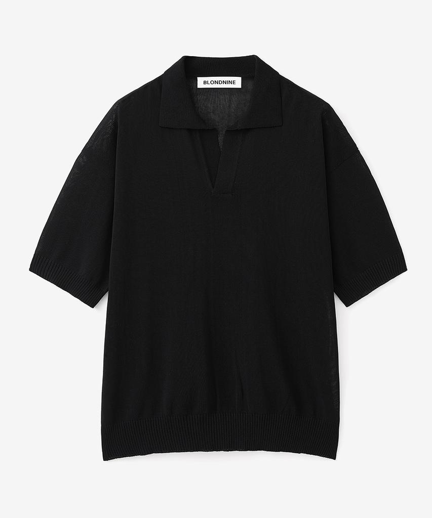 BLOND9 Cool Essential Open Collar Short Sleeve Knit (5 Colors)
