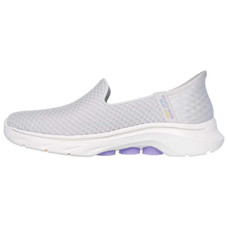 Skechers Go Walk 7 Модные Универсальные Прочные Дышащие Легкие Упругие Низкие Повседневные Кроссовки Женские Серый Фиолетовый 125228-GYLV 35.5