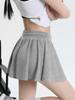 Jupe courte ample décontractée avec cordon de serrage, style Preppy, taille élastique, pour le yoga, la course à pied, respirante, coupe trapèze