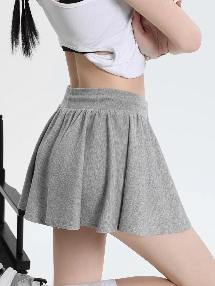 Jupe courte ample décontractée avec cordon de serrage, style Preppy, taille élastique, pour le yoga, la course à pied, respirante, coupe trapèze