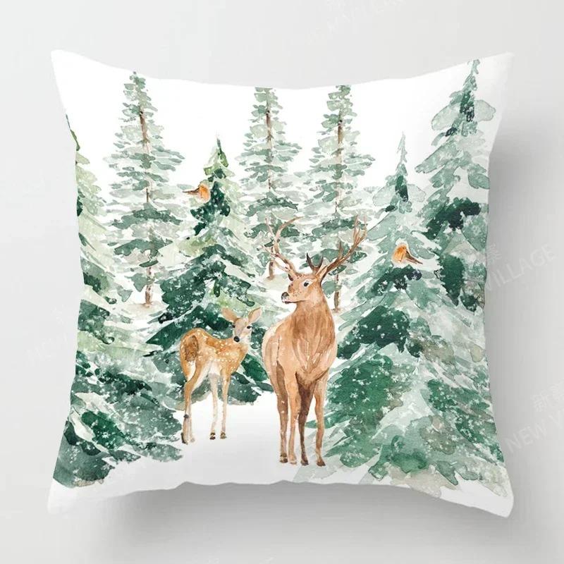 Christmas Series Pillowcase Sofa Cushion Cover Home Decoration Customizable Holiday Celebration 40X40Cm