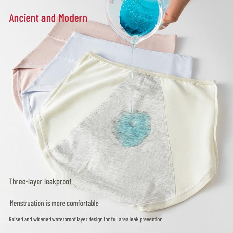 Gujiin Women's Cotton High-Waist Leak-Proof Physiological Panties
