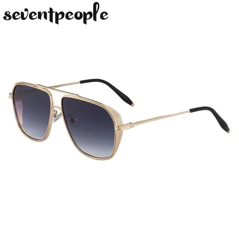 Vintage Übergroße Quadratische Sonnenbrille Herren Luxusmarke Klassische Metall Doppelsteg Punk Sonnenbrille Für Herren Trendige Fahrbrille