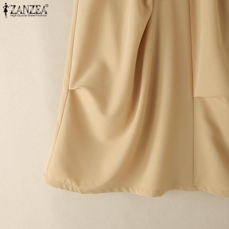 ZANZEA Γυναικείες Casual Φούστες με Ελαστική Μέση και Μονόχρωμες Φόρμες