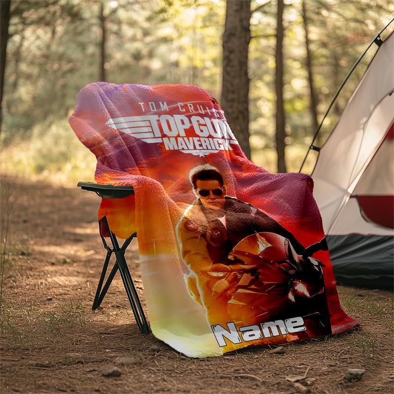Personalized Custom Name Blanket - Top Gun Maverick Print Design,Blanket for Sofa,Bed,Travel,Camping - Soft and Warm, Great Gift