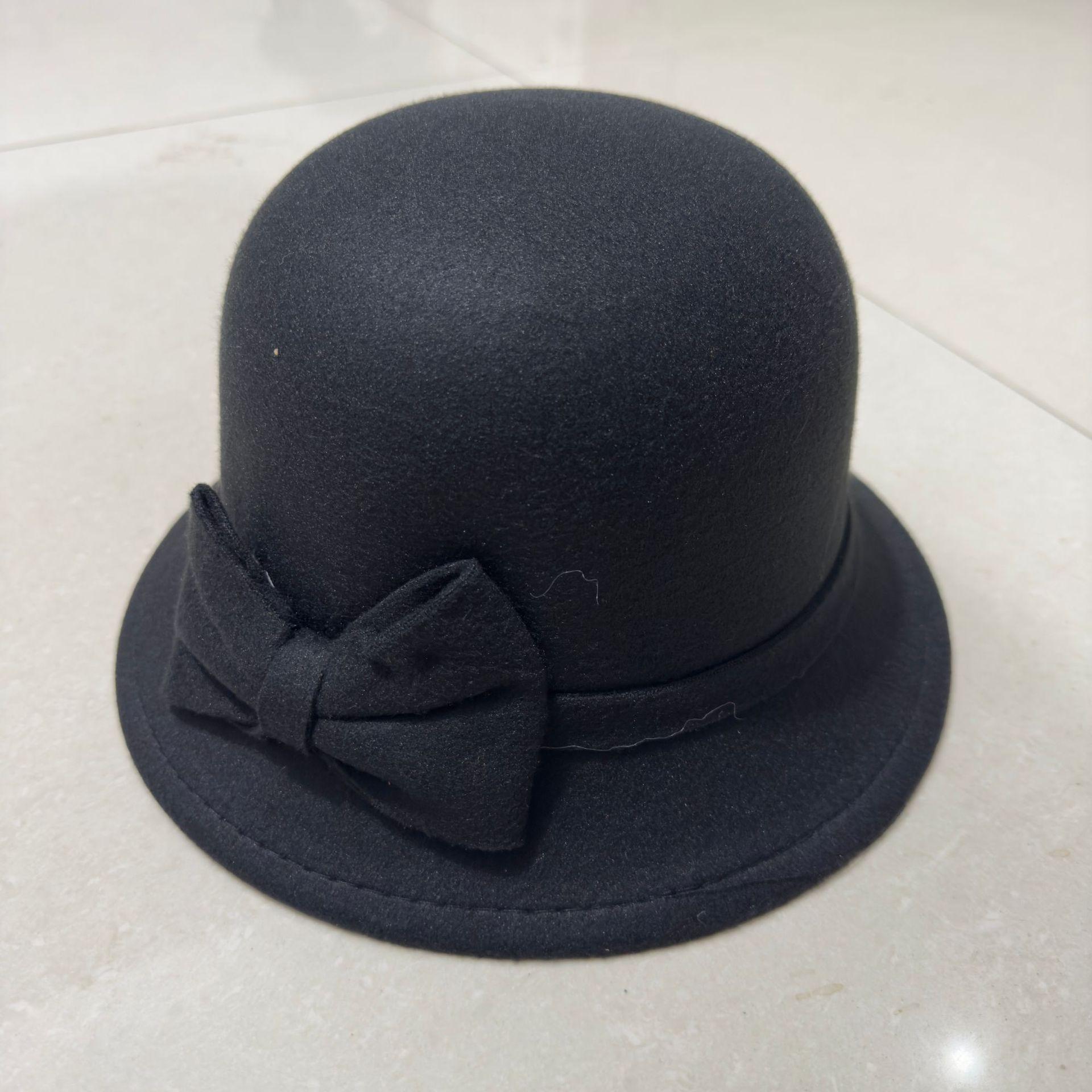 

Европейский и американский стиль Осенне-зимняя шляпа Повседневная шляпа с бантом Женская шляпа Сладкая теплая шляпа-цилиндр one size чёрный