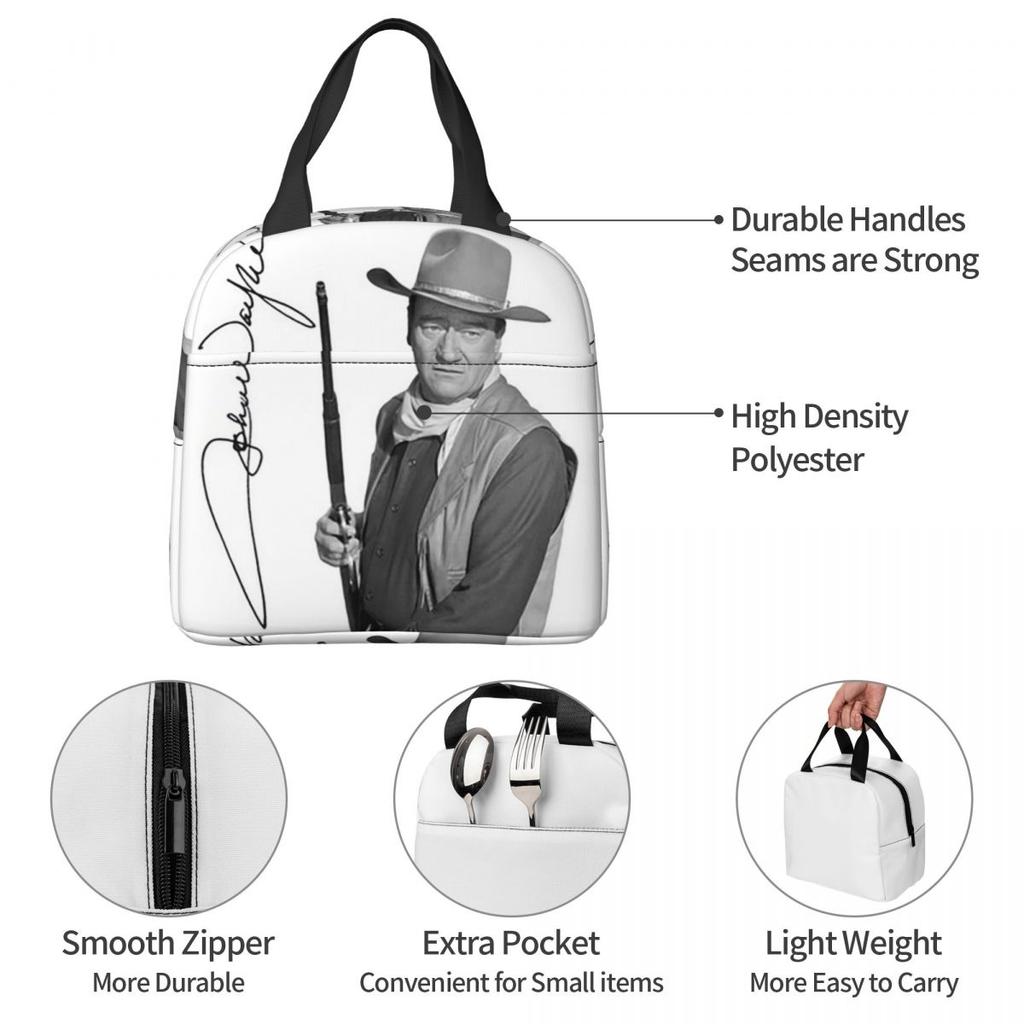 John Wayne Signature The Duke Insulated Lunch Bag for Women Office Cooler Thermal Food Box Tote Leakproof Lunch Boxes Container