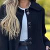 Herbst Winter Frauen Wolljacke Revers Lange Ärmel Einfarbig Lockere Passform Täglichen Tragen Mantel Lässige Streetwear