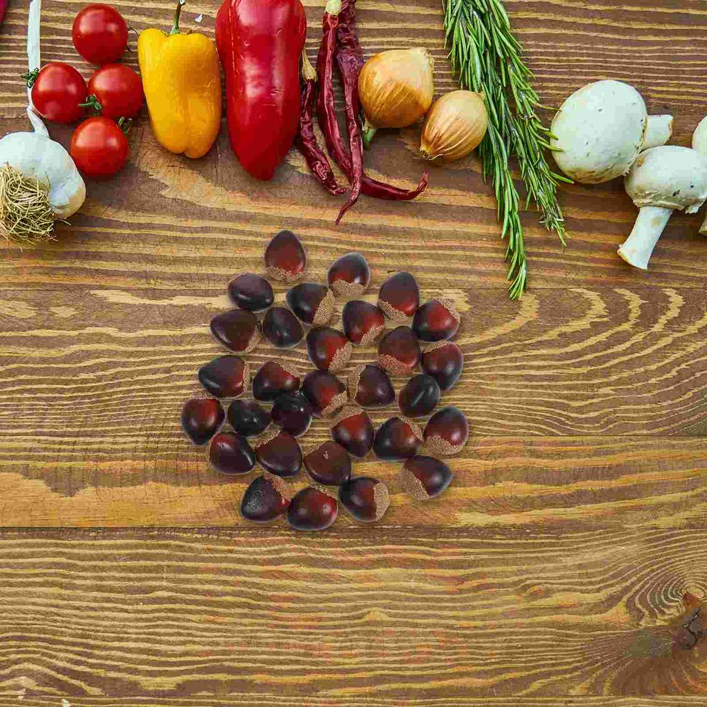 30 Pcs Foam Chestnut Artificial Nuts Decorations Fake Food Prop Nut Model Display Easy Clean Lightweight Portable