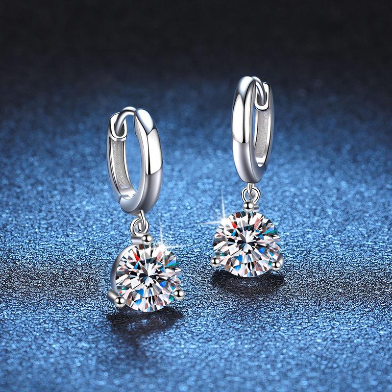 1ct/ 2ct/4ct Moissanite Diamond Earrings S925 Sliver Orginal Drop Earring Wedding Bride Jewelry with for Women