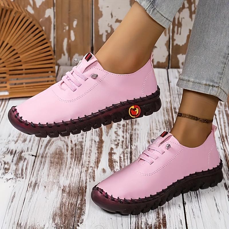 Women's Minimalist Low-Top Sneakers - Round Toe Comfortable Lace-Up Shoes, Soft & Cushioned Rubber Sole Casual & Dressy Outfits for Women