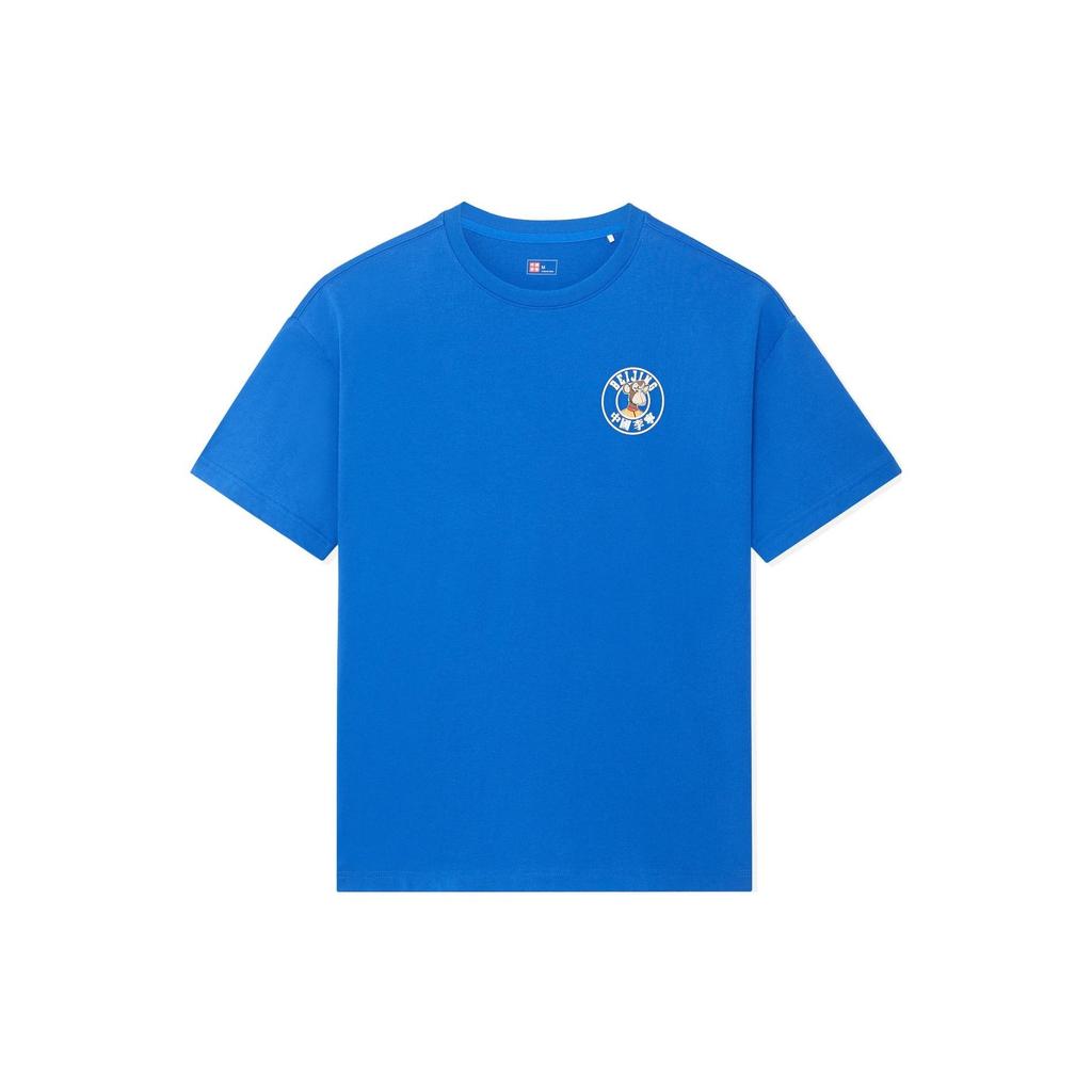 Li Ning Boring Ape Trend Sports Club Beijing Limited Edition Back Logo Printed Round Neck Short Sleeve T-Shirt Unisex T-Shirt Blue AHSSE83-2