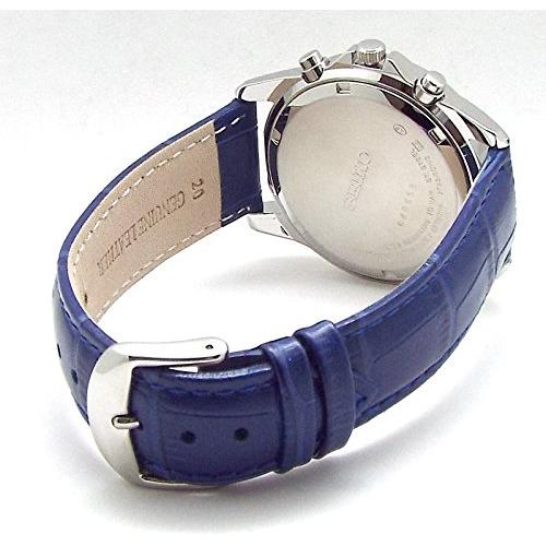 Seiko Chronograph Watch with Genuine Leather Strap Set, Authorized Domestic Distribution, Navy Blue Belt SND365P1-BL [Parallel Import]