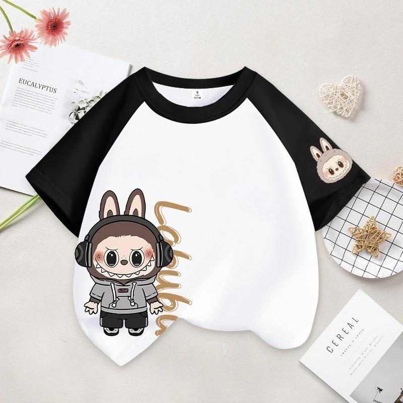 Kreslená grafika Dětská Dámská LABUBU Potištěné Tričko Léto Dámská Móda Dívčí Tričko s Krátkým Rukávem Top Pulovr Oblečení