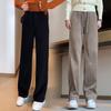 Wide-leg Women's Autumn and Winter Pants with Thickened Fleece and Drape, Narrow Straight-leg Pants, Casual Women's Pants