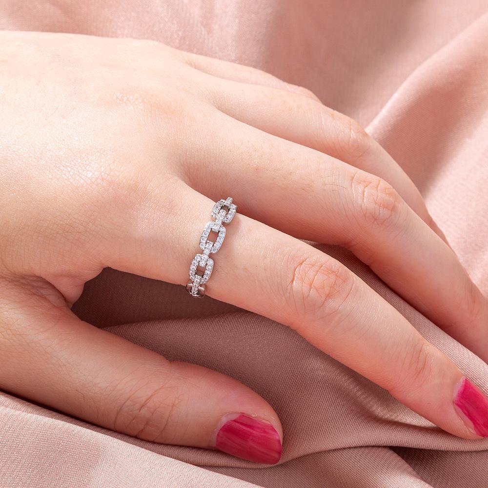 Trendy European & American Adjustable Zircon Rectangle Gemstone Ring for Women