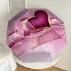 1pc Heart Pearls Automatic Folding Umbrella, Heavy Duty 8 Rib Iron Frame,  Suitable for Travel, Daily Use, Birthday, Decor Gift m0104053