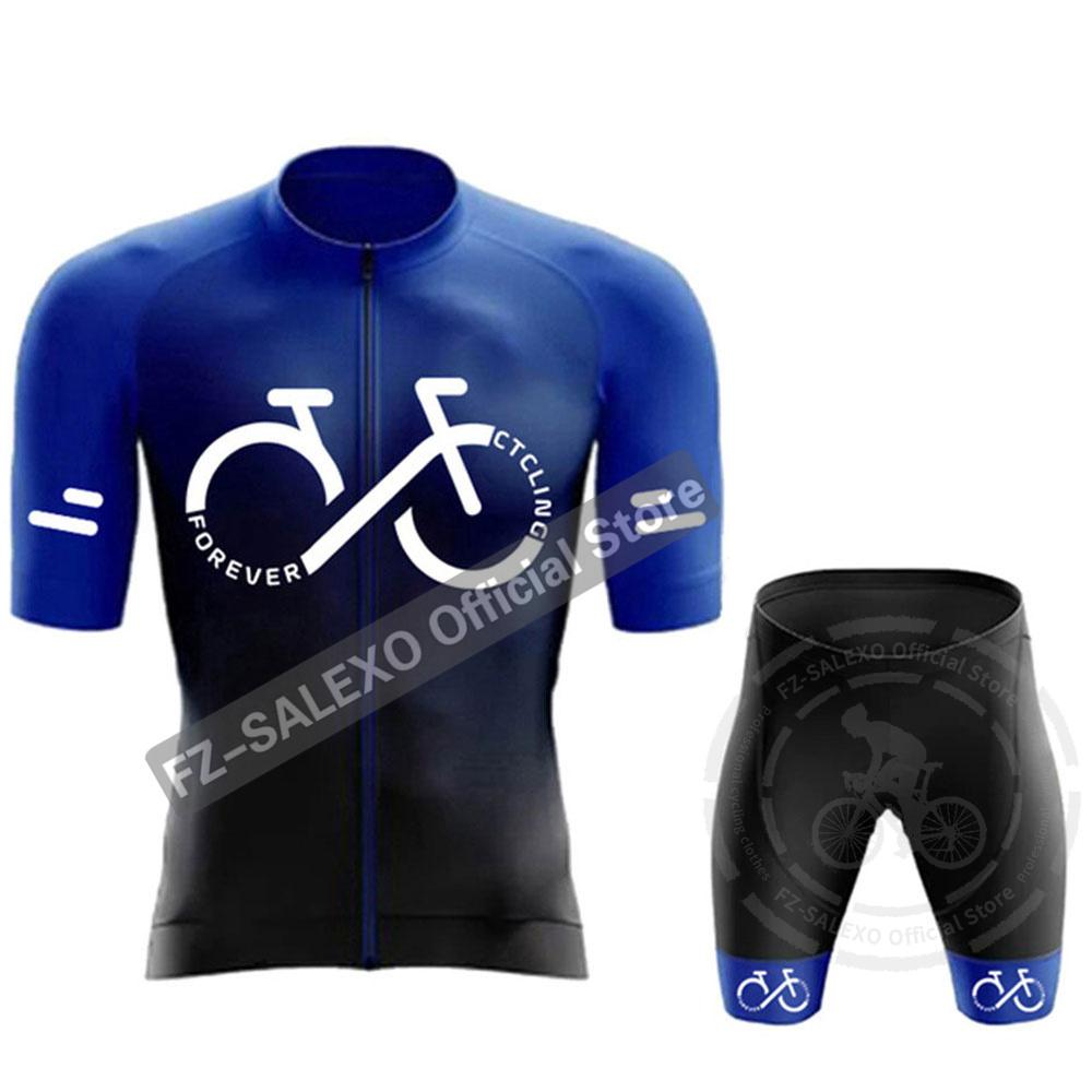 Gradient Cycling Jersey Sets Men's Summer Road Tops Bottom Suit MTB Clothing Team Mountain Bike Jersey Bib Shorts Suit