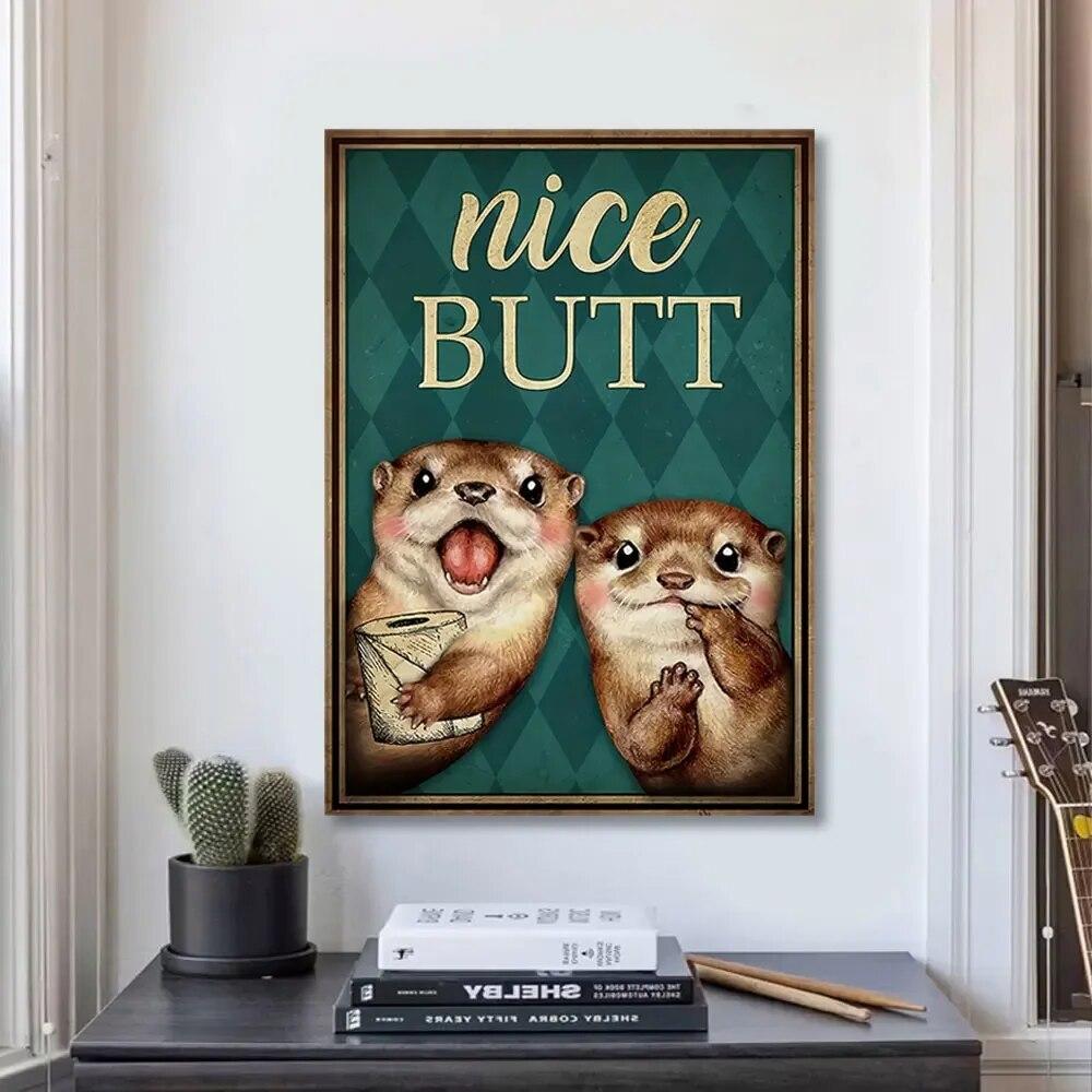 

Милые выдры, красивый постер на холсте, принты на туалетной бумаге, забавный декор для ванной комнаты, декор для туалета, настенная художественная живопись 21cm×30cm NoFrame