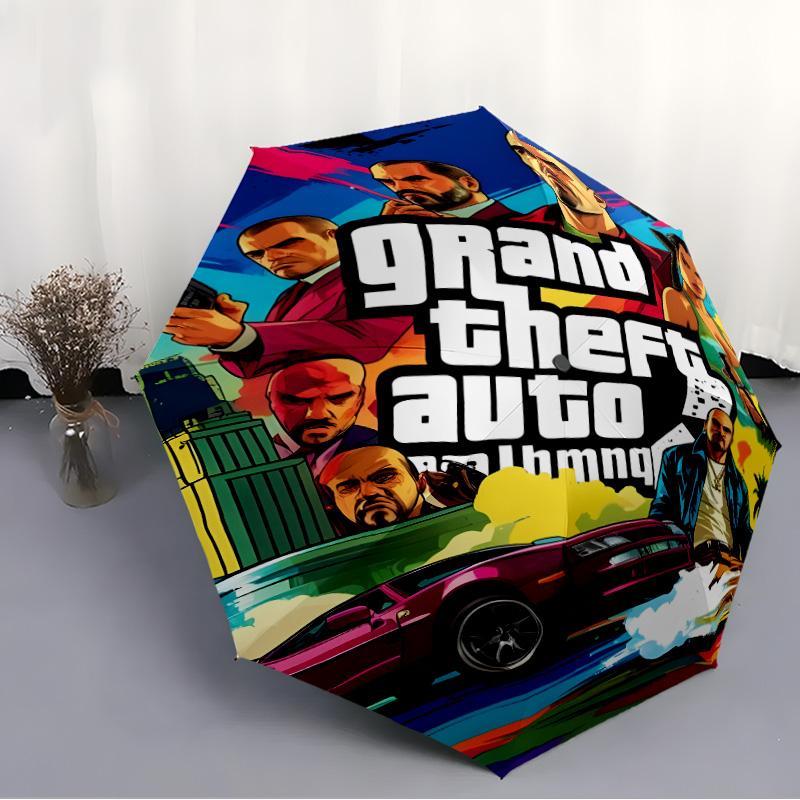 1pc GTA Umbrella, Sun Protection, And UV Shielding. It Has Eight Sturdy Ribs for Outdoor Use And Perfect As a Holiday Gift