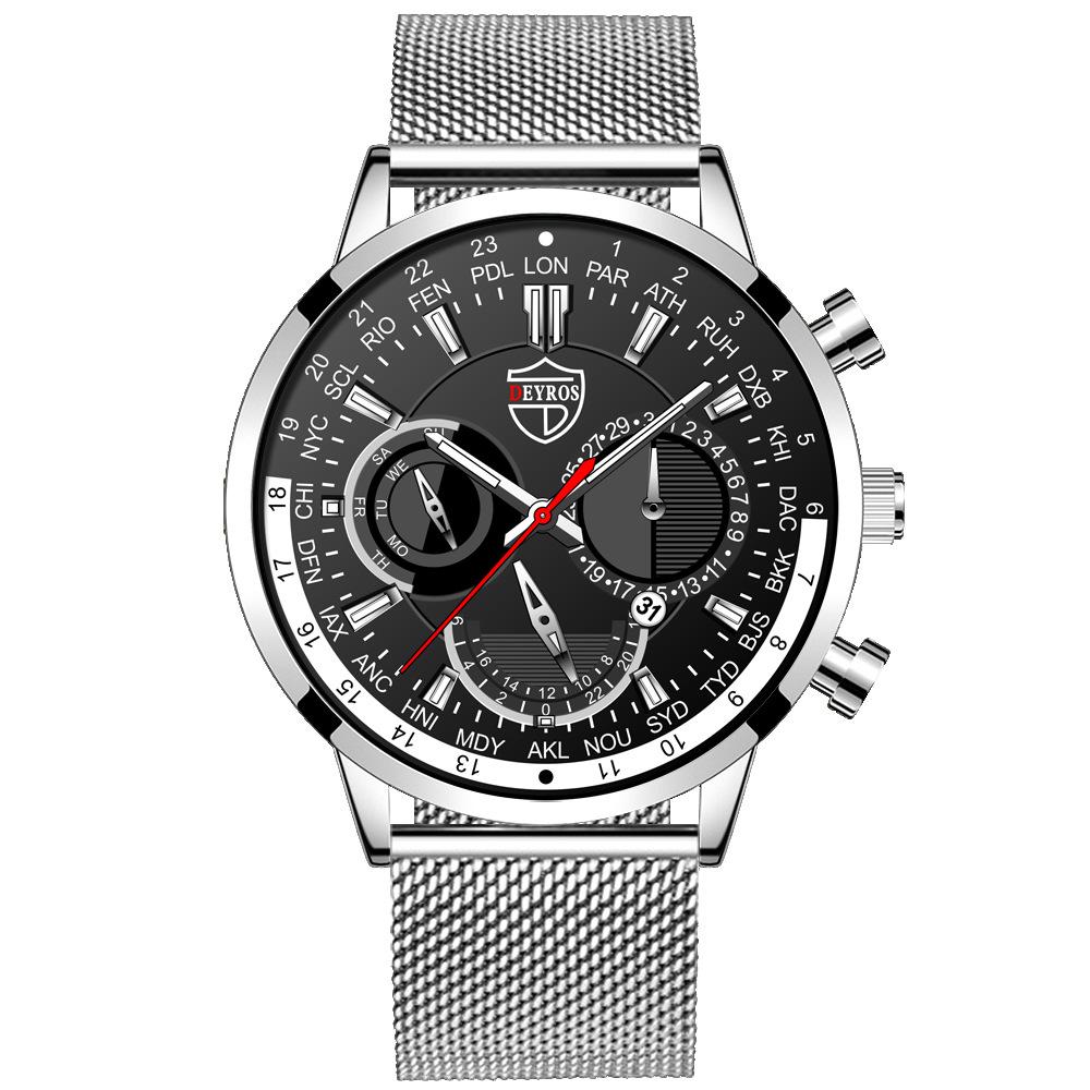 

Модний спортивний годинник Чоловічий годинник з календарем Чоловічий повсякденний годинник Годинник із нержавіючої сталі Студентський годинник Кварцовий годинник срібний