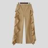 INCERUN Autumn Men Elastic Waist Irregular Ruffled Casual Long Straight Pants Trousers