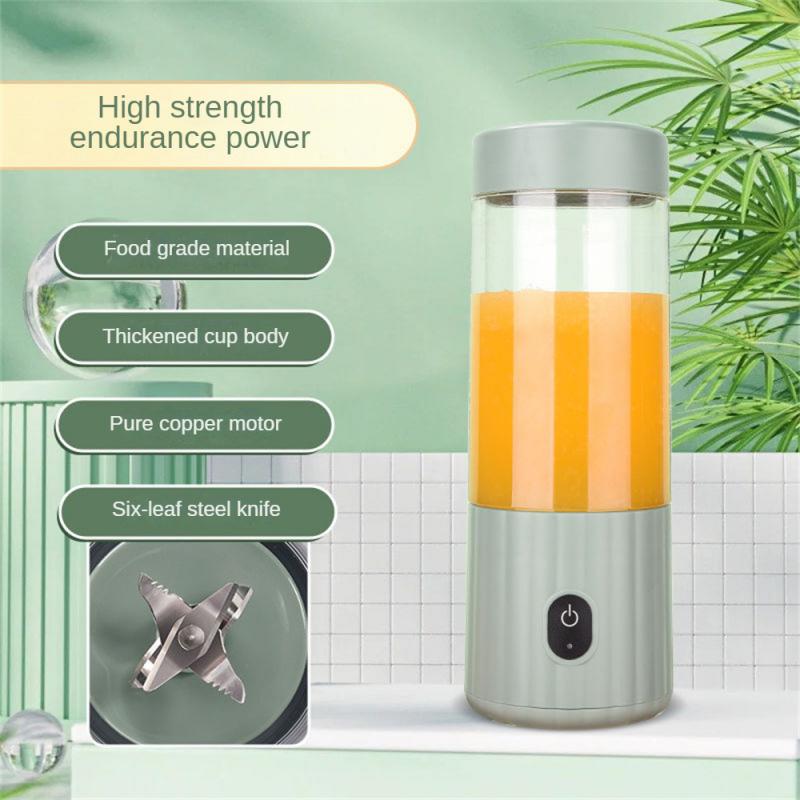 

Small Juice Cup Pc Edible Plastic Usb Charging Portable High-speed Blade Long-lasting Food Processors Juicer 500ml Multi-purpose зелёный