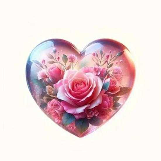 1 Pair Hook Earrings Rose Flower Pattern Heart Shape Charm Drop Earrings Vibrant Color Mother Day Gift Jewelry Accessories