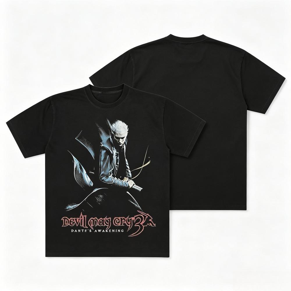 Devil May Cry 3 Dante Vintage Grafik T-Shirt Unisex Retro Spiel Kurzarm T-Shirt Lässige Streetwear Gaming Tops Für Unisex Unisex