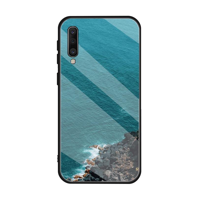 Gradient Ocean Tempered Glass Case For Samsung Galaxy A10S A10E A20S A20E A30S A40 A50S A60 A70 A80 A90 A6 A7 A8 Cover Shell