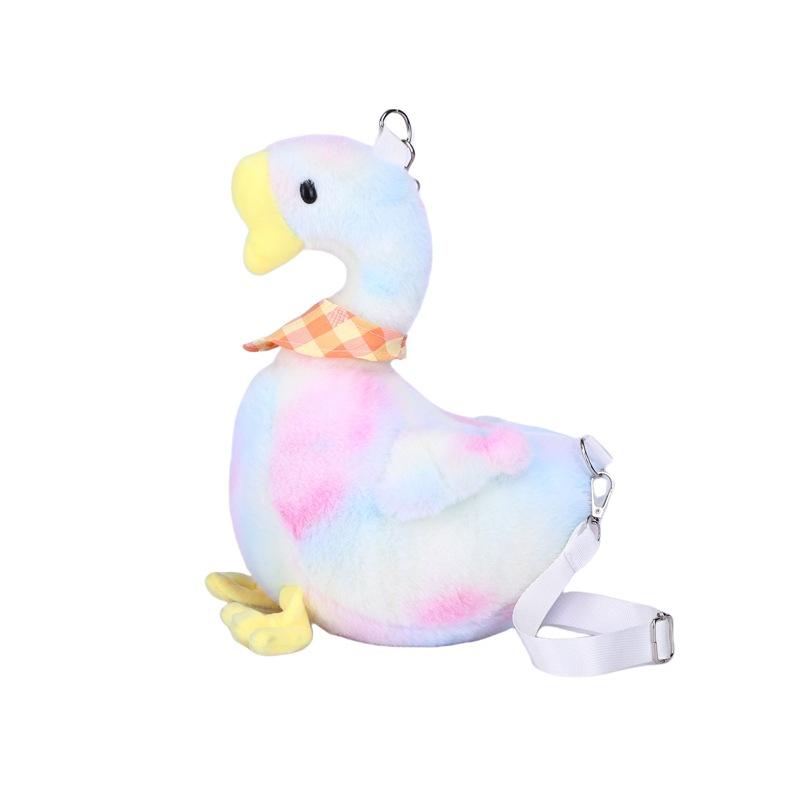 Big white goose oblique span bag New cartoon cute duck shoulder bag Soft cute girl plush doll oblique span bag