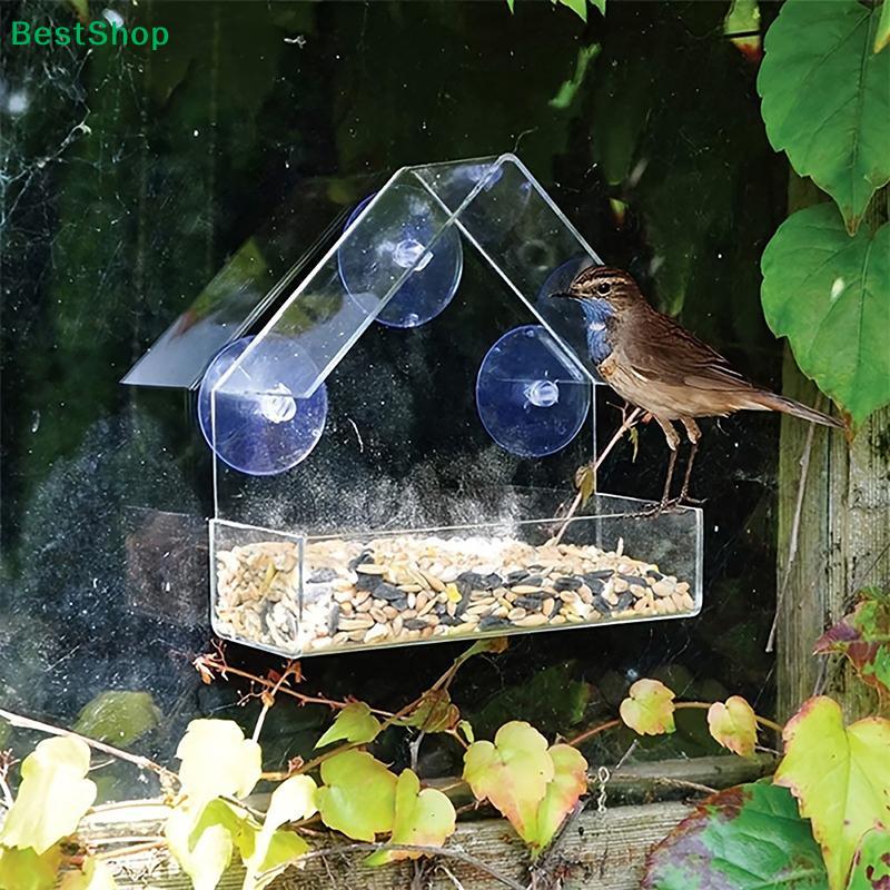 Clear Acrylic Window Bird Feeder with Suction Cups,House-Shaped Wild Bird Feeders for Outside,Garden & Window Viewing
