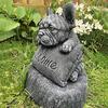 Resin Ornament Lifelike Porch Landscape Indoor French Bulldog Welcome Statue Garden Decoration Gift Outdoor Sculpture