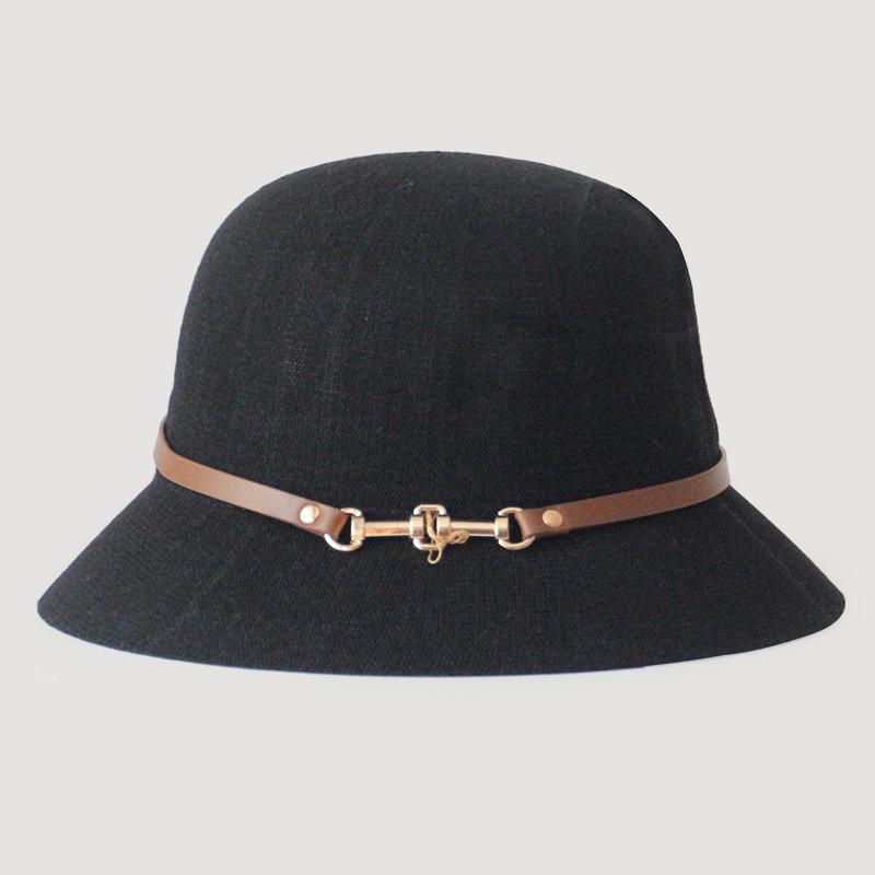 

Универсальная легкая летняя шляпа от солнца, шляпа-ведро, женская, весенне-летняя, дышащая, из хлопка и льна, с декоративной пряжкой на поясе, шляпа-панама, солнцезащитная, для путешествий Adult (56-58cm) чёрный
