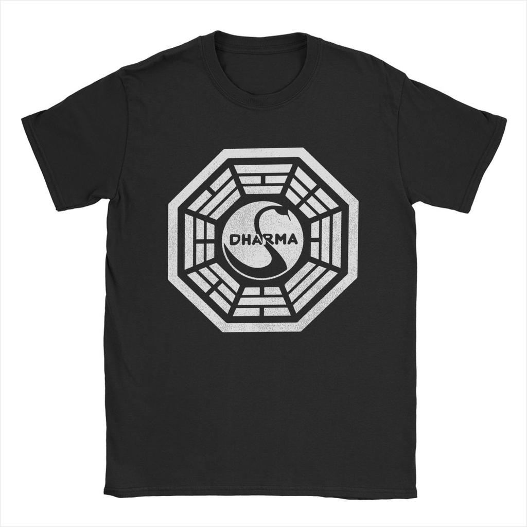Men's T-Shirts Dharma Initiative Novelty 100% Cotton Tees Short Sleeve T Shirts Crewneck Clothes Plus Size
