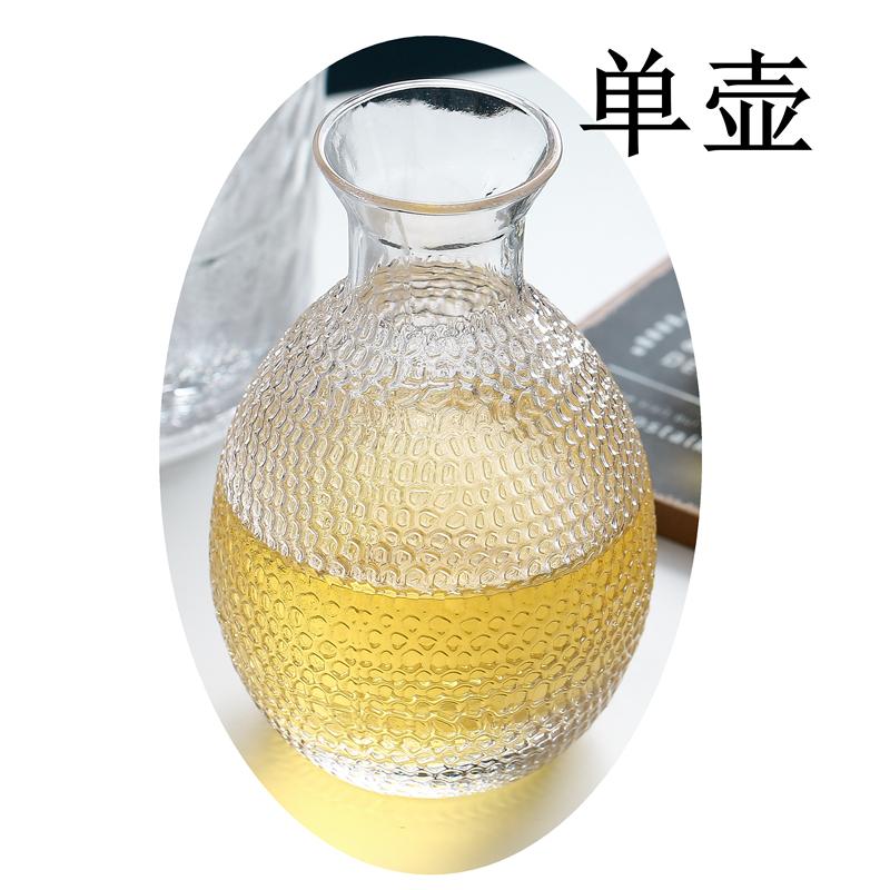 Japanese Sake Jug Set Glass Wine Set Household White Wine Cup Hammer Pattern Cup Yellow Wine Warmer Hot Wine Jug Wine Dispenser
