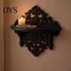 Home Decor Wall Shelf Vintage Floating for Wall, 3D Printed Gothic Carving Display Shelf, Style Mount Black Storage Rack Office Living Room Mounted