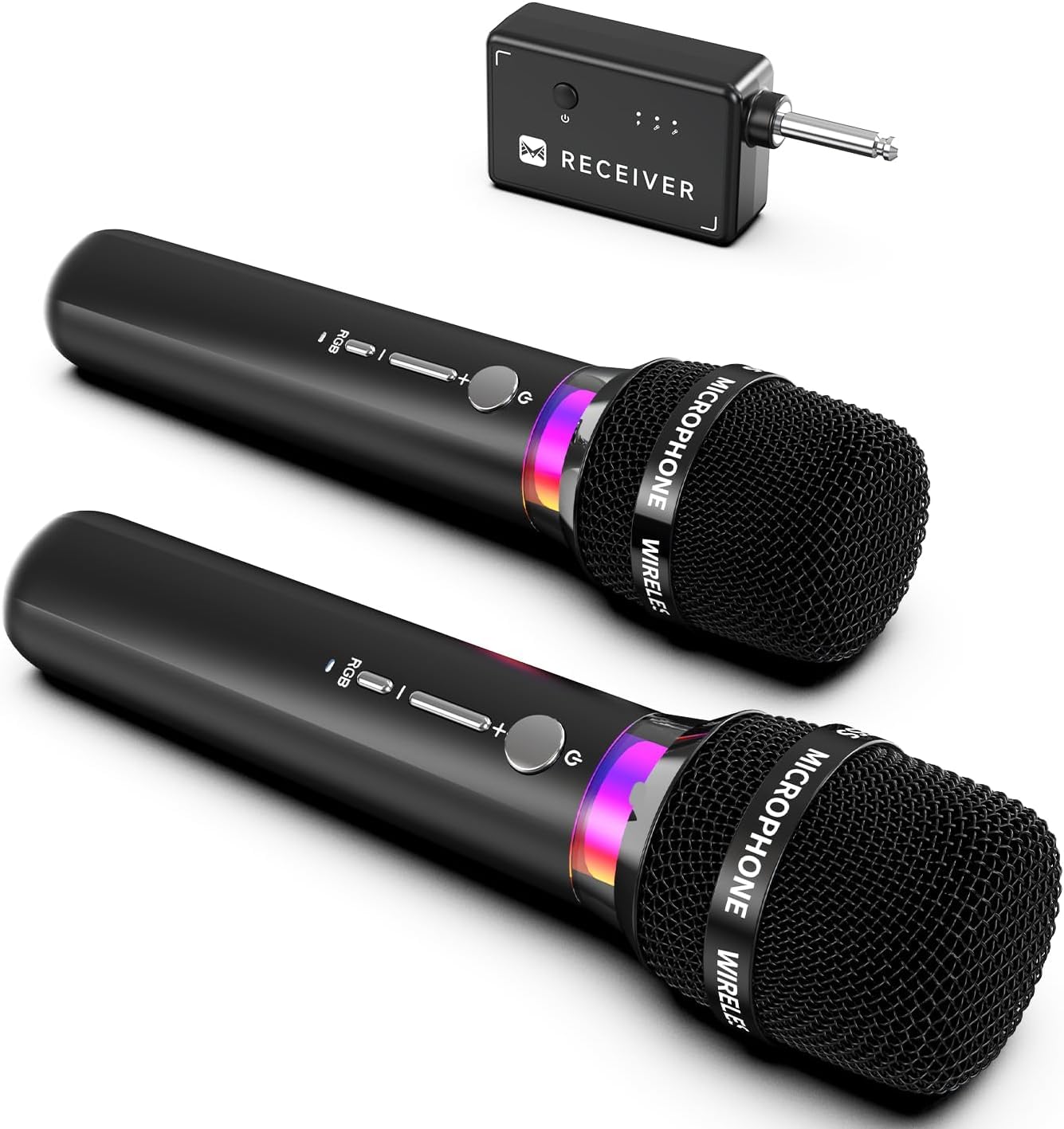 

ECHOMUSSY Wireless Rechargeable Wireless Dual Mic with Chip Connection and LED 40 Hours of Battery 200 Feet 61 Reception Low Latency Karaoke чёрный